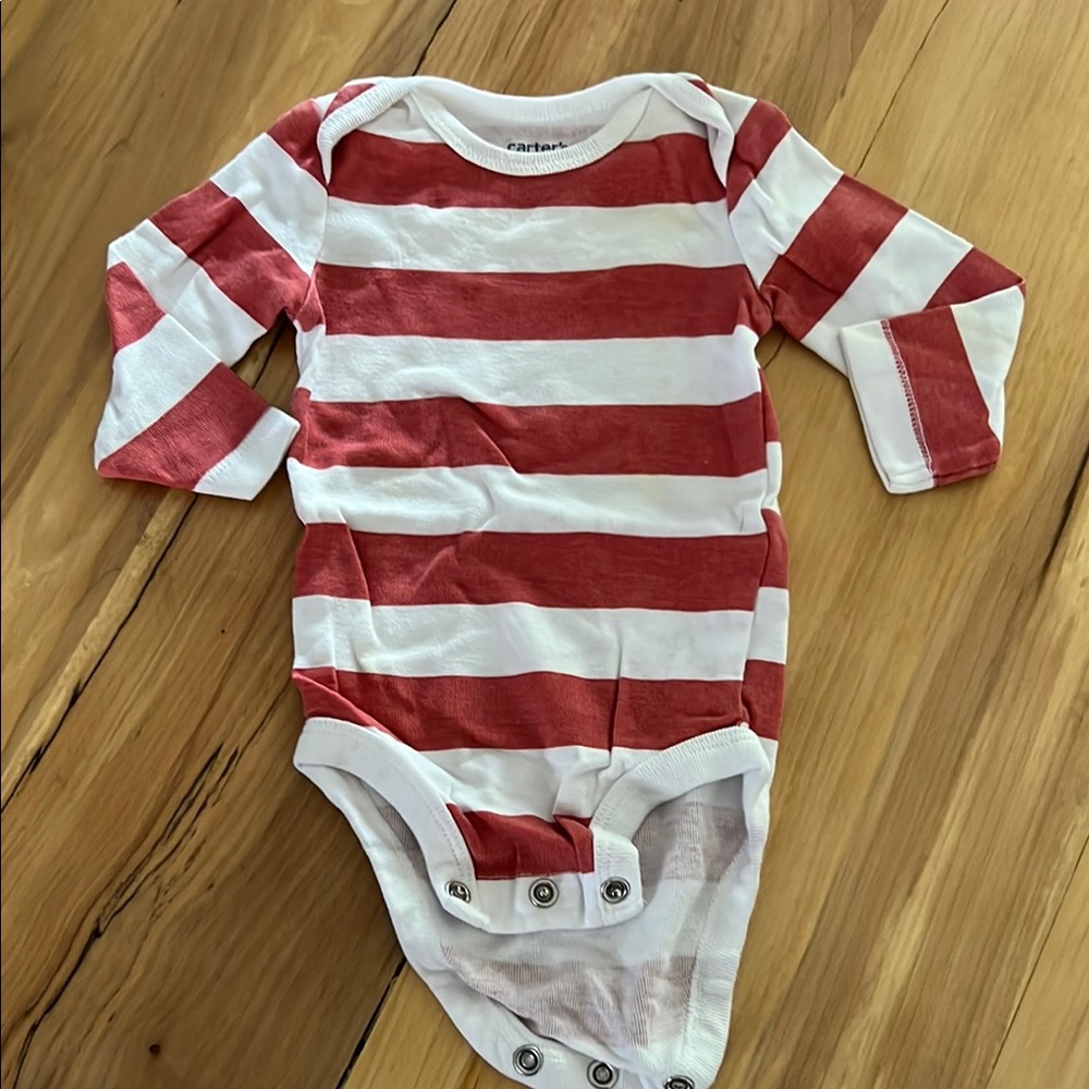 Carter's Red and White Striped Bodysuit Soft Cotton One Piece